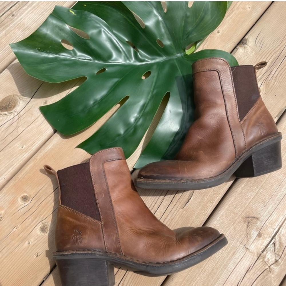 Fly london leather booties 36
